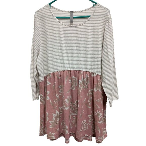 Honeyme Tops - Honeyme Curvy Womens Babydoll Tunic Top Size 2X Multi Floral BOHO Cottagecore